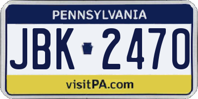 PA license plate JBK2470