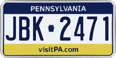 PA license plate JBK2471