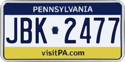 PA license plate JBK2477