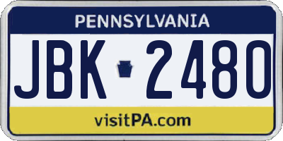 PA license plate JBK2480