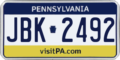 PA license plate JBK2492