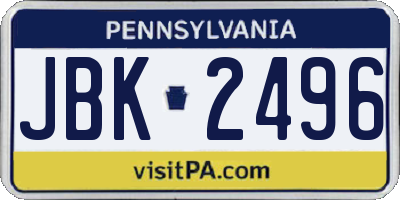 PA license plate JBK2496