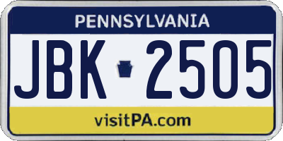 PA license plate JBK2505