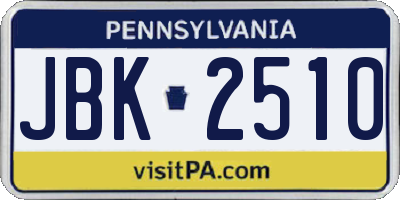 PA license plate JBK2510