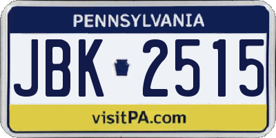 PA license plate JBK2515