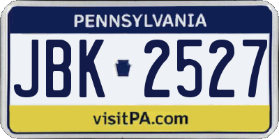 PA license plate JBK2527