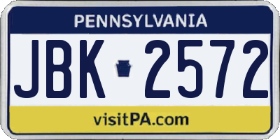 PA license plate JBK2572