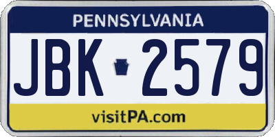 PA license plate JBK2579