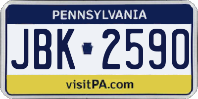 PA license plate JBK2590