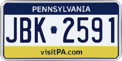PA license plate JBK2591