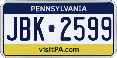 PA license plate JBK2599