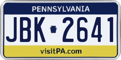 PA license plate JBK2641