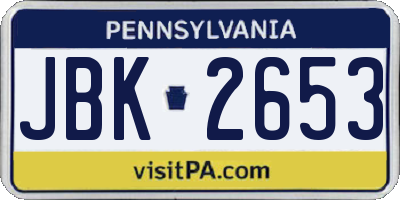 PA license plate JBK2653