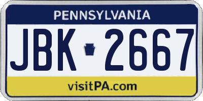 PA license plate JBK2667