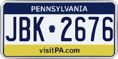 PA license plate JBK2676