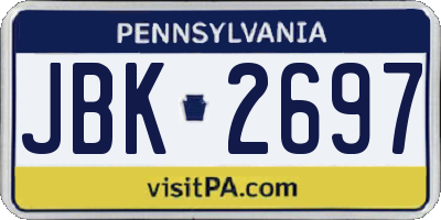 PA license plate JBK2697