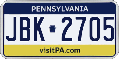 PA license plate JBK2705