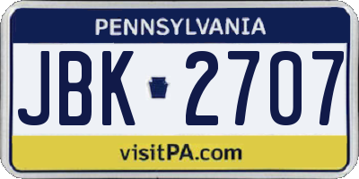 PA license plate JBK2707