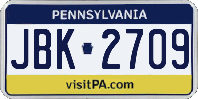 PA license plate JBK2709