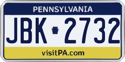 PA license plate JBK2732