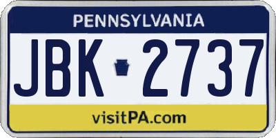 PA license plate JBK2737