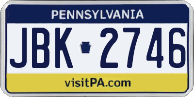PA license plate JBK2746
