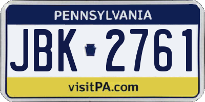 PA license plate JBK2761