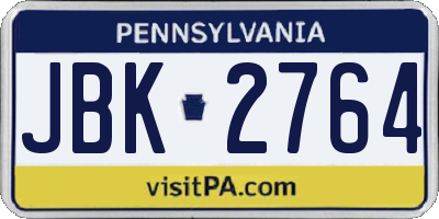 PA license plate JBK2764