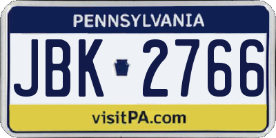 PA license plate JBK2766