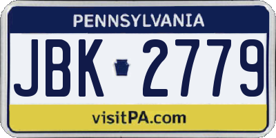 PA license plate JBK2779