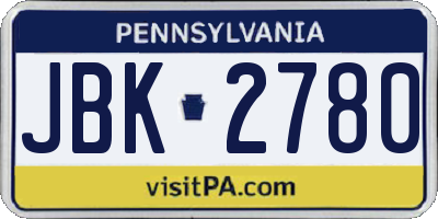 PA license plate JBK2780