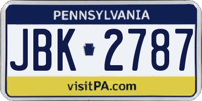 PA license plate JBK2787