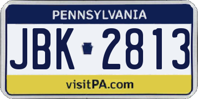 PA license plate JBK2813