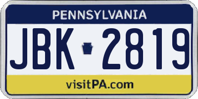 PA license plate JBK2819