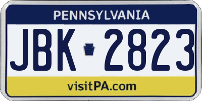 PA license plate JBK2823