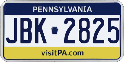 PA license plate JBK2825