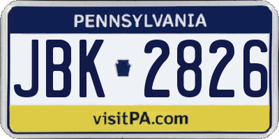 PA license plate JBK2826