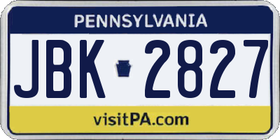 PA license plate JBK2827