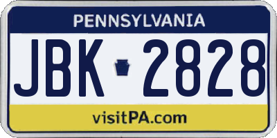 PA license plate JBK2828