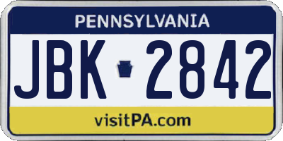 PA license plate JBK2842