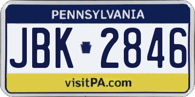 PA license plate JBK2846