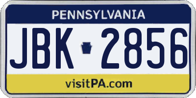 PA license plate JBK2856