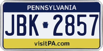 PA license plate JBK2857