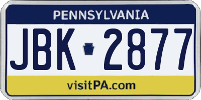 PA license plate JBK2877