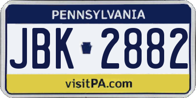 PA license plate JBK2882