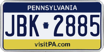 PA license plate JBK2885