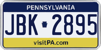 PA license plate JBK2895