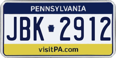 PA license plate JBK2912