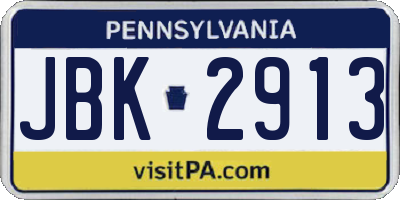 PA license plate JBK2913