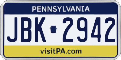 PA license plate JBK2942